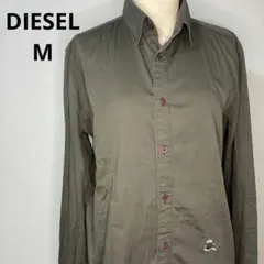 DIESEL ヴィンテージ　オリーブグリーン 長袖シャツ 赤ボタン　M