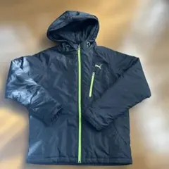 Puma フード付きダウンジャケットＭ黒/ライム