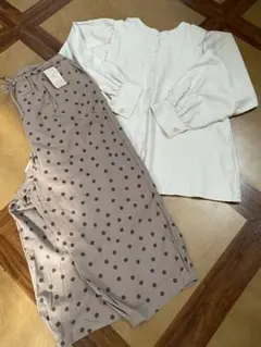 裾タックパンツ(水玉)セット