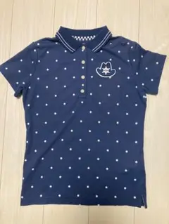 キャロウェイ◆総柄半袖ポロシャツ　ネイビー　ホワイト　レディース Lサイズ