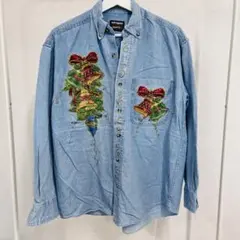 outrageous デニムシャツ ヴィンテージ 古着 USED クリスマス