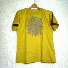 高品質 ARAMIS【M】メンズ カラフル羽根デザイン Tシャツ 綿 マスタードのサムネイル