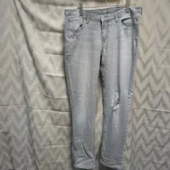 レディース デニム ダメージ加工 ジーンズ グレー