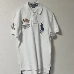 ポロラルフローレン　ポロシャツ　ビッグポニー　アメリカ国旗　イタリア国旗　白　M