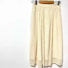 アースミュージック＆エコロジー　水玉模様　フレアスカート　ベージュ＆ブラック　F