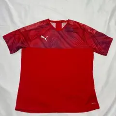 PUMA 半袖シャツ　ユニホーム　レッド　Vネック