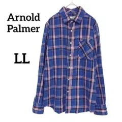 アーノルドパーマー クラシックスタイル チェック長袖シャツ ブルー 大きいサイズ