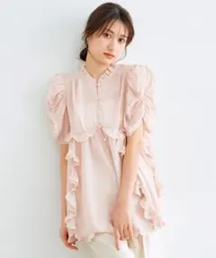 【完売品】COCO DEAL シアーフリルブラウス ピンク M