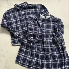 チェック柄 長袖シャツ　ワンピース　セット　リンク　お揃い