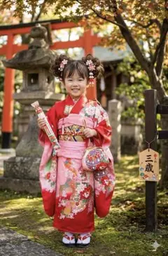 専用ページ】七五三 7歳 着物 フルセット 正絹 ピンク色 紫色 友禅 美