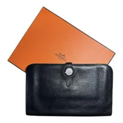 極美品】HERMES ドゴンGM トリヨン 黒 ゴールド金具 長財布 - メルカリ