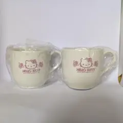 ハローキティ マグカップ２個、湯呑２個・シュガーポット１個5点セット