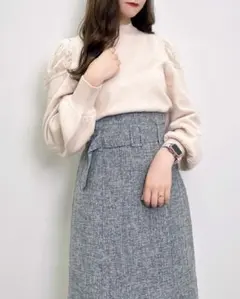 INGNI イング 肩開きレース袖ニット アイボリー