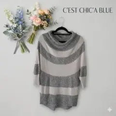 美品！C'EST CHIC'A BLUE セシカブルー ドルマンニット　五部袖のサムネイル