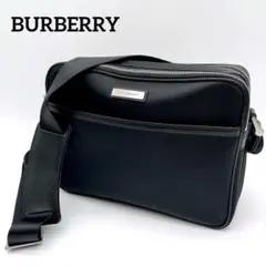 【バーバリー】ショルダーバッグ クロスボディ ロゴプレート 2層式 ブラック 黒