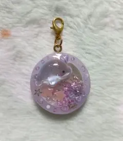 シマエナガ ✕ いちご クリア うるツヤピンク 苺 レジンキーホルダー