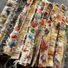 A4 デニムリメイク　ペイントデニム　ステッチ　はぎれ　30本