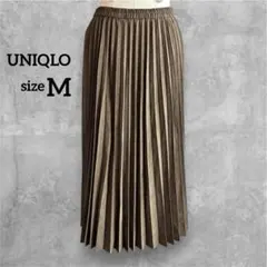 ユニクロ　アコーディオン　プリーツスカート ロング　チェック柄　M ウエストゴム