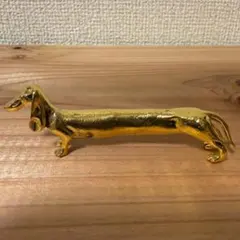 ダックスフンド 置物 ゴールド 合金製 カトラリーレスト 箸置き ユニーク