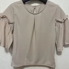 CECIL McBEE フリル袖 半袖トップス ベージュ