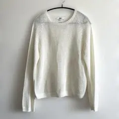 UNIQLO メッシュクルーネックセーター ホワイト Lのサムネイル