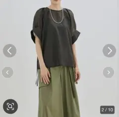 SALON adam et ropeシアーストリングカフスパフスリーブブラウス 