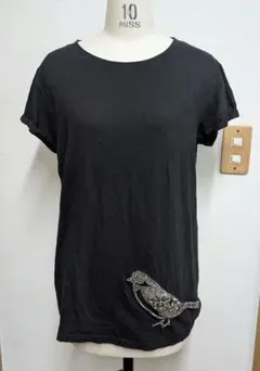 STEFANEL 半袖 Tシャツ ビジュー装飾 鳥モチーフのサムネイル