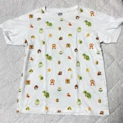 ユニクロ UT キッズ スーパーマリオ 総柄 半袖Tシャツ ホワイト 140cm