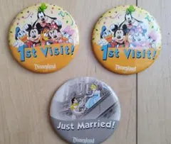 LA ディズニー1st Visit!＆JustMarried!缶バッジ3点セット