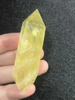 虹入り★シトリンダブルポイント　両剣水晶　置物　パワーストーン