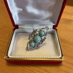 イギリス　ヴィンテージ　インディアンジュエリー　トルコ石風　リング　16号