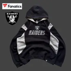 US古着 Fanatics製 NFL レイダース 黒×灰切り替え 裏起毛 XL