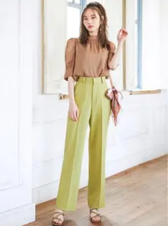 新品 GRL センタープレスストレートパンツ オリーブ gm287