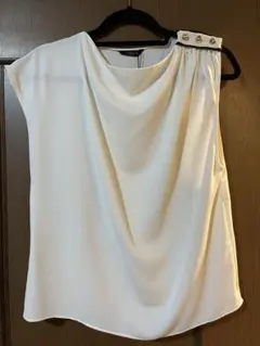 ZARA ドレープブラウス ホワイト Mサイズのサムネイル