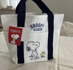 新品⭐︎SNOOPY スヌーピー 刺繍ランチバッグ ランチトートバッグ　ジムバッグ