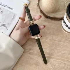 新品 最終値下げ　 Apple Watch バンド オリーブグリーン+ゴールド