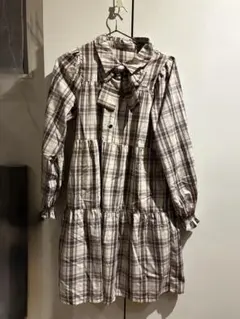 美品♡メゾピアノ チェック柄長袖ドレスL160