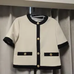 ZARA ノーカラージャケット バイカラー ゴールドボタンのサムネイル