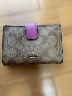 COACH コーチ 二つ折り財布 シグネチャー パープル ジャンク品 傷ありのサムネイル