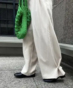 【新品】hinari ヘムフック2wayワイドパンツ FREE アイボリー