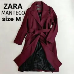 ZARA MANTECO ベルテッド マキシコート ボルドー ロング M ザラ