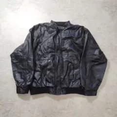 古着　レザー　ジャケット　ブルゾン　ブラック　M