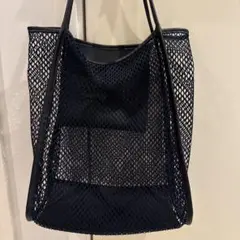 ブラック ✖️ネイビー　メッシュ トートバッグのサムネイル
