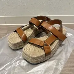 【美品】ZARA フラットサンダル 35 キャメルブラウン