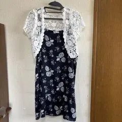 3can4on ネイビー花柄ワンピース サイズ2