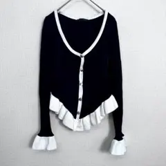 ZARA フリルニットカーディガン サイズS　D176