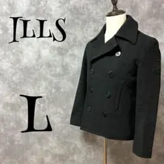 【イルズ/ILLS】　ピーコート　アウター　ショート丈　ブラック　L