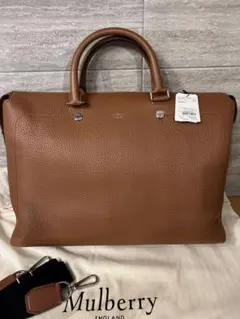 Mulberry 2way クロコ型押し 3室 ビジネスバッグ ブラウン Whatna 牛革 クロコダイル型押し ビジネス バッグメンズ 2way
