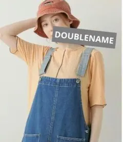 DOUBLENAME　前後2WAY配色メロー5分袖T オレンジ