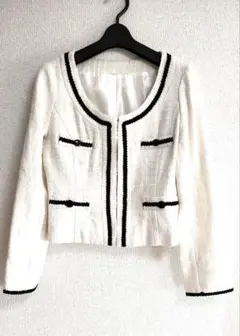 ツイードジャケット 丸衿　ノーカラージャケット